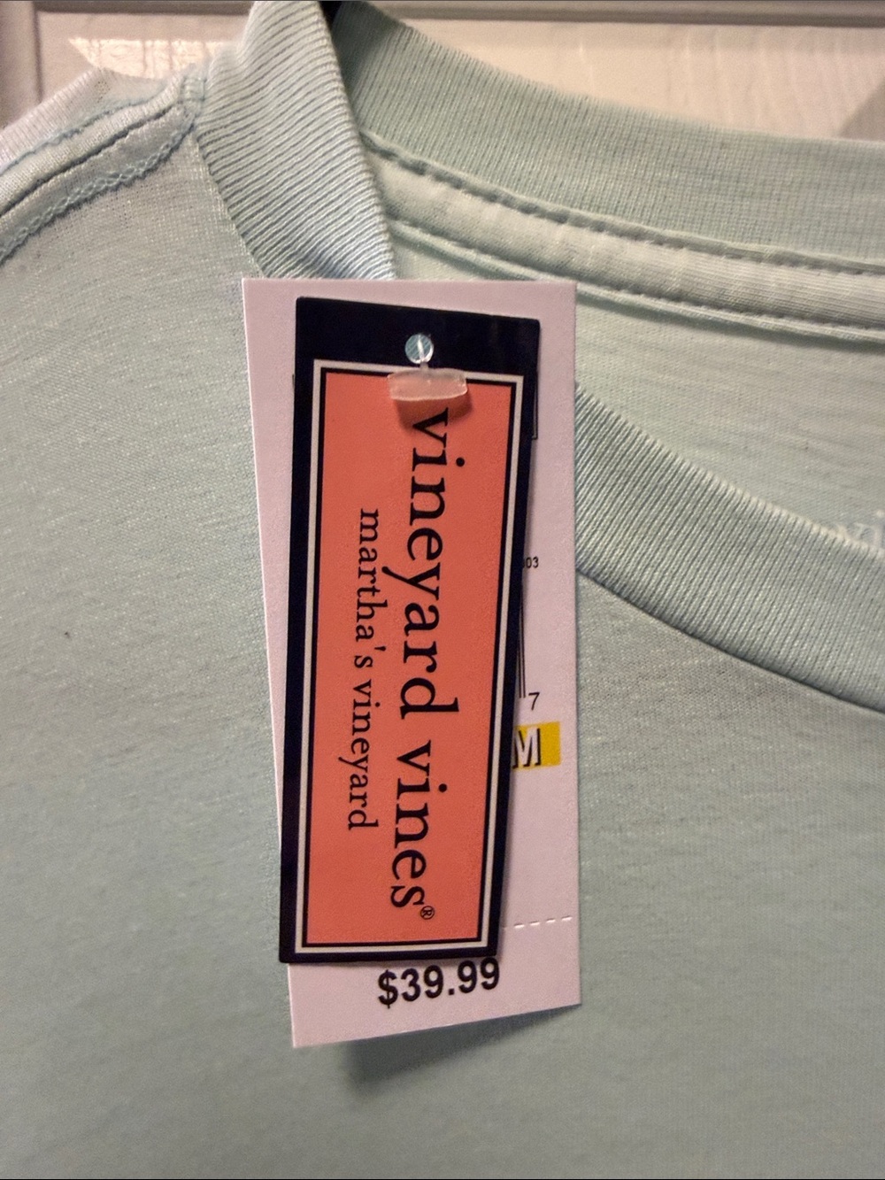 Vineyard Vines Seafoam Long Sleeve Tee with Pink Logo - Picture 2 of 5